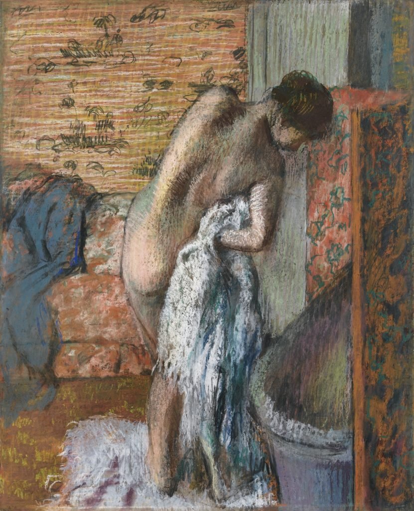 Après le bain, femme s'essuyant, vers 1882-1885, pastel sur papier d'Edgar Degas