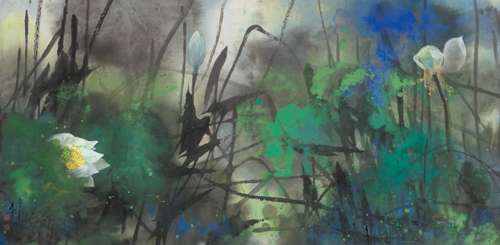 Lotus au vent, encre et couleur sur papier, Yuan Yunfu (1933-)