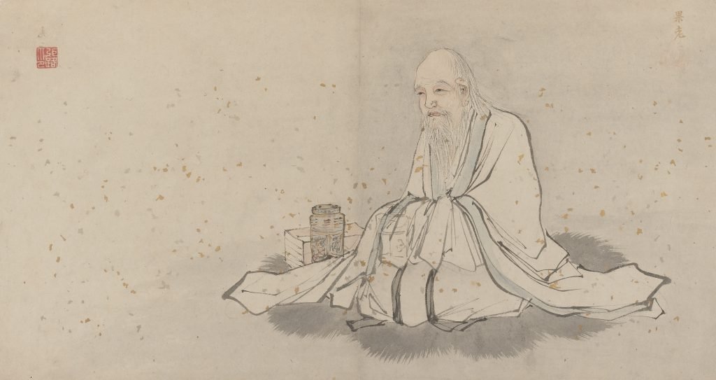 L'immortel taoïste Zhang Guolao, encre et couleurs claires sur papier moucheté d'or; feuille d'album, Zhang Lu (1464-1538)