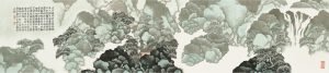 Nuages ​​clairs, rouleau de papier, encre et couleur sur papier de Li Xubai (B. 1940), exécuté en 2018