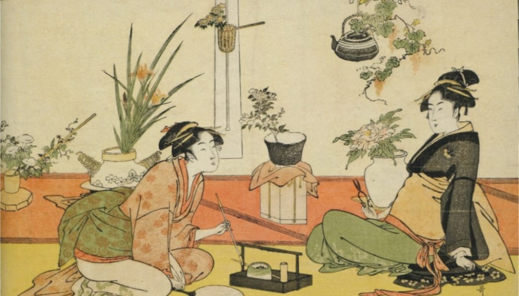 Concours d'ikebana entre Ohisa Takashima Okita Naniwaya, Kitagawa Utamaro, 1793-1794