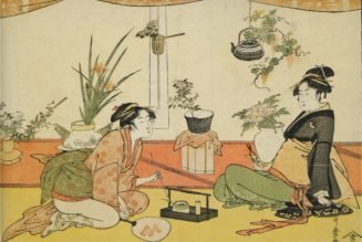 Concours d'ikebana entre Ohisa Takashima Okita Naniwaya, Kitagawa Utamaro, 1793-1794