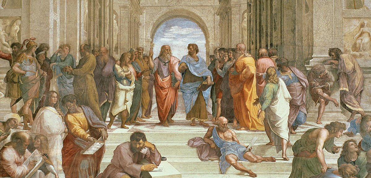 Détail de l'Ecole d'Athènes, fresque du peintre Raphaël (1483-1520).