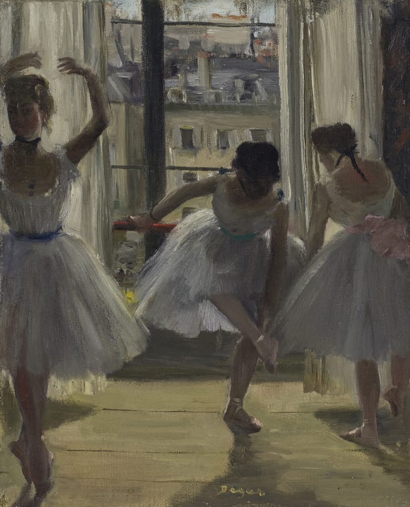 Danseuses dans une salle d'exercice, huile sur toile peinte en 1873 par Edgar Degas