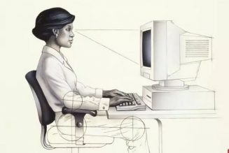 Illustration de la position assise correcte. pour un poste de travail avec un ordinateur