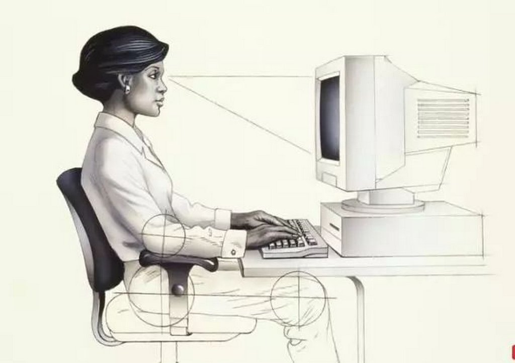 Illustration de la position assise correcte. pour un poste de travail avec un ordinateur