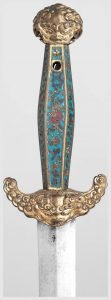 Épée droite chinoise de la période Qing, détail de la poignée