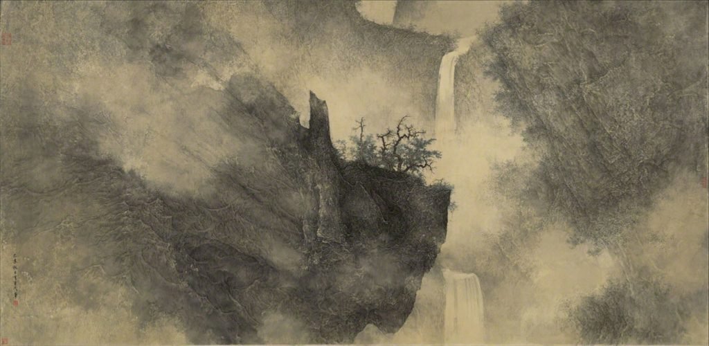 Paysage, 2015, encre et couleur sur papier de Li Huayi
