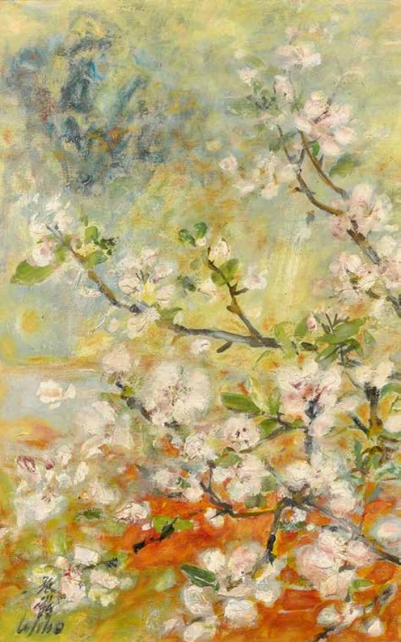 Cerisier en fleurs, huile sur toile, Le Pho