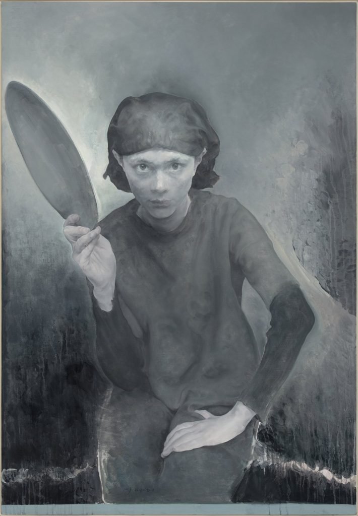 Femme au miroir, 2017-2018, huile sur toile, Mao Yan