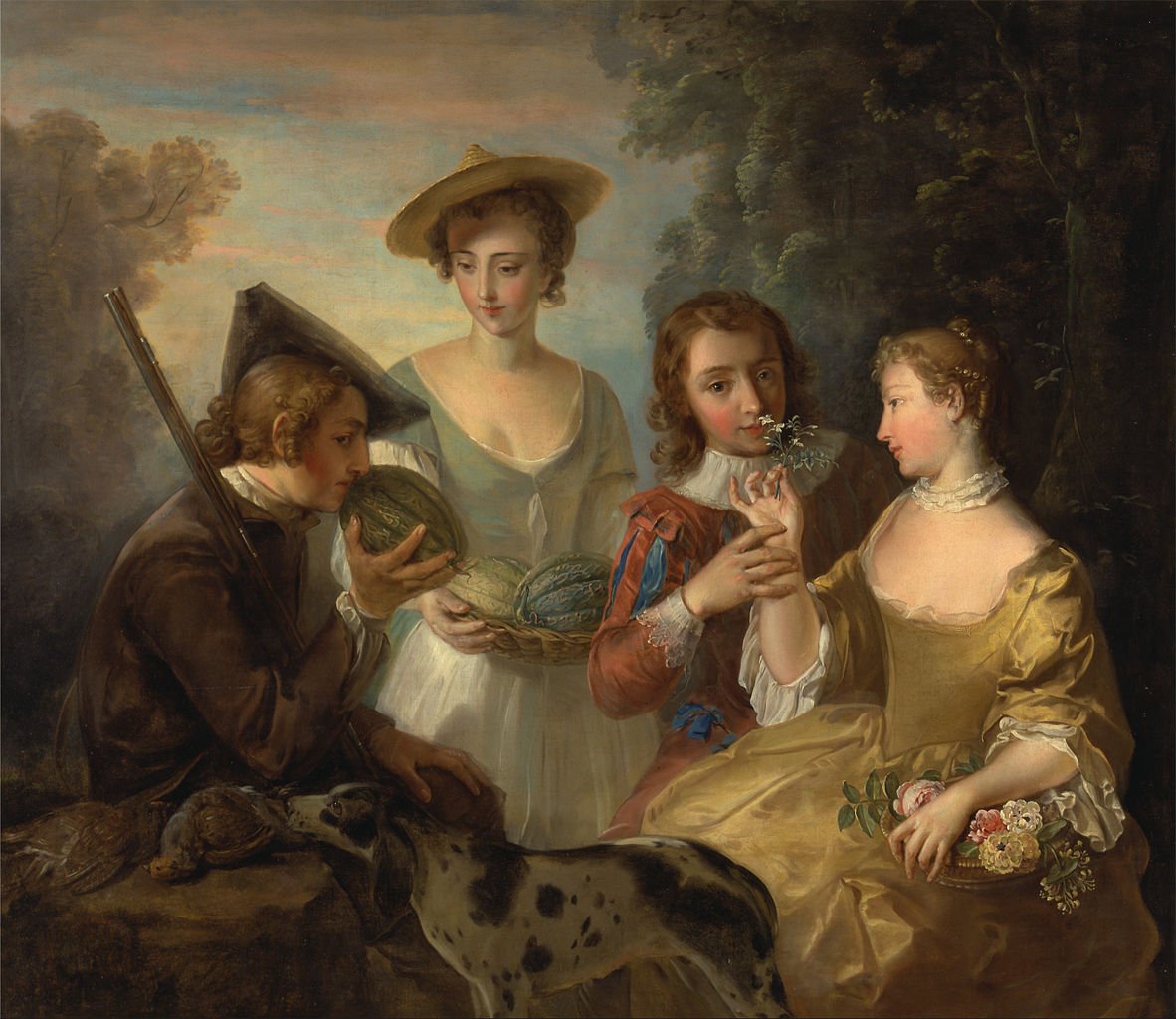 Le sens de l'odorat, entre 1744 et 1747, huile sur toile, Philippe Mercier