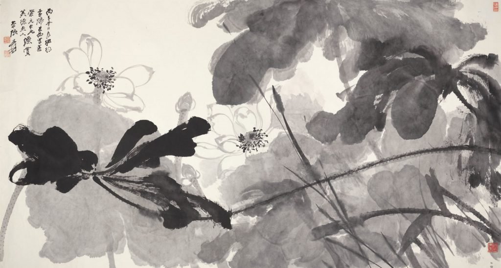 Lotus. Rouleau, encre sur papier, Zhang Daqian (1899-1983)
