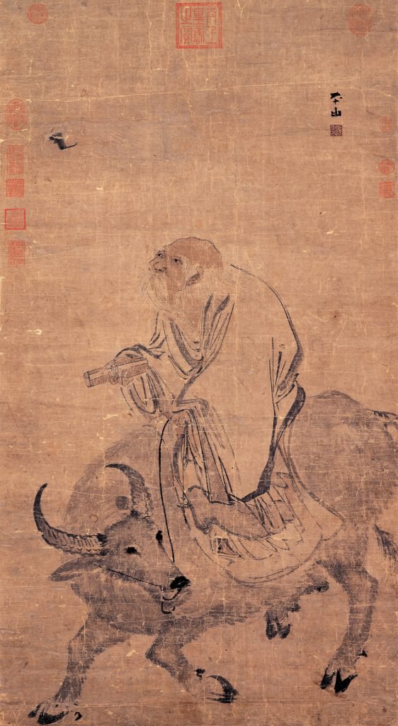 Laozi chevauchant un boeuf, rouleau suspendu, couleur claire sur papier, dynastie Ming, Zhang Lu