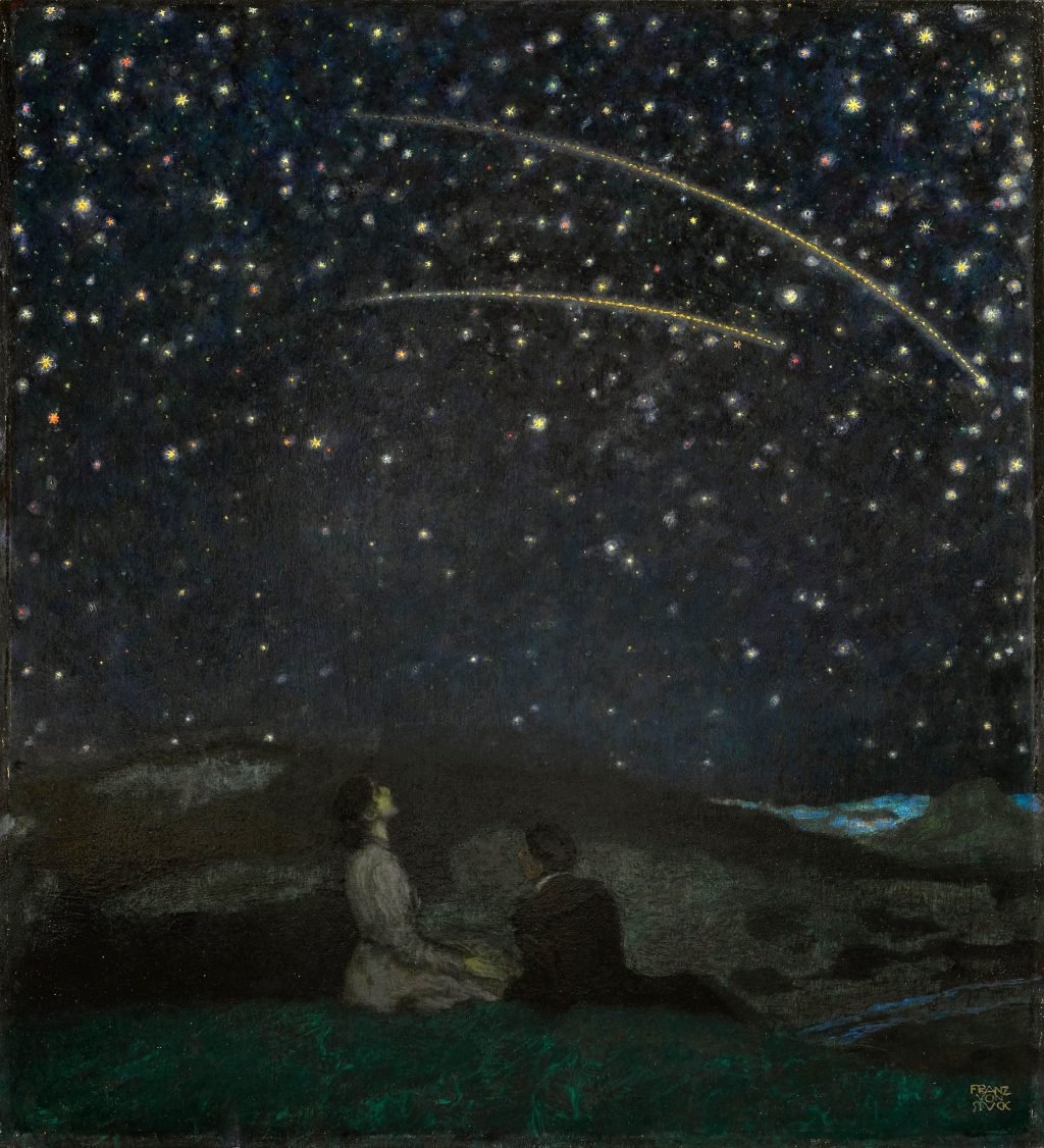 Étoiles filantes, huile sur panneau, 1912, Franz Stuck