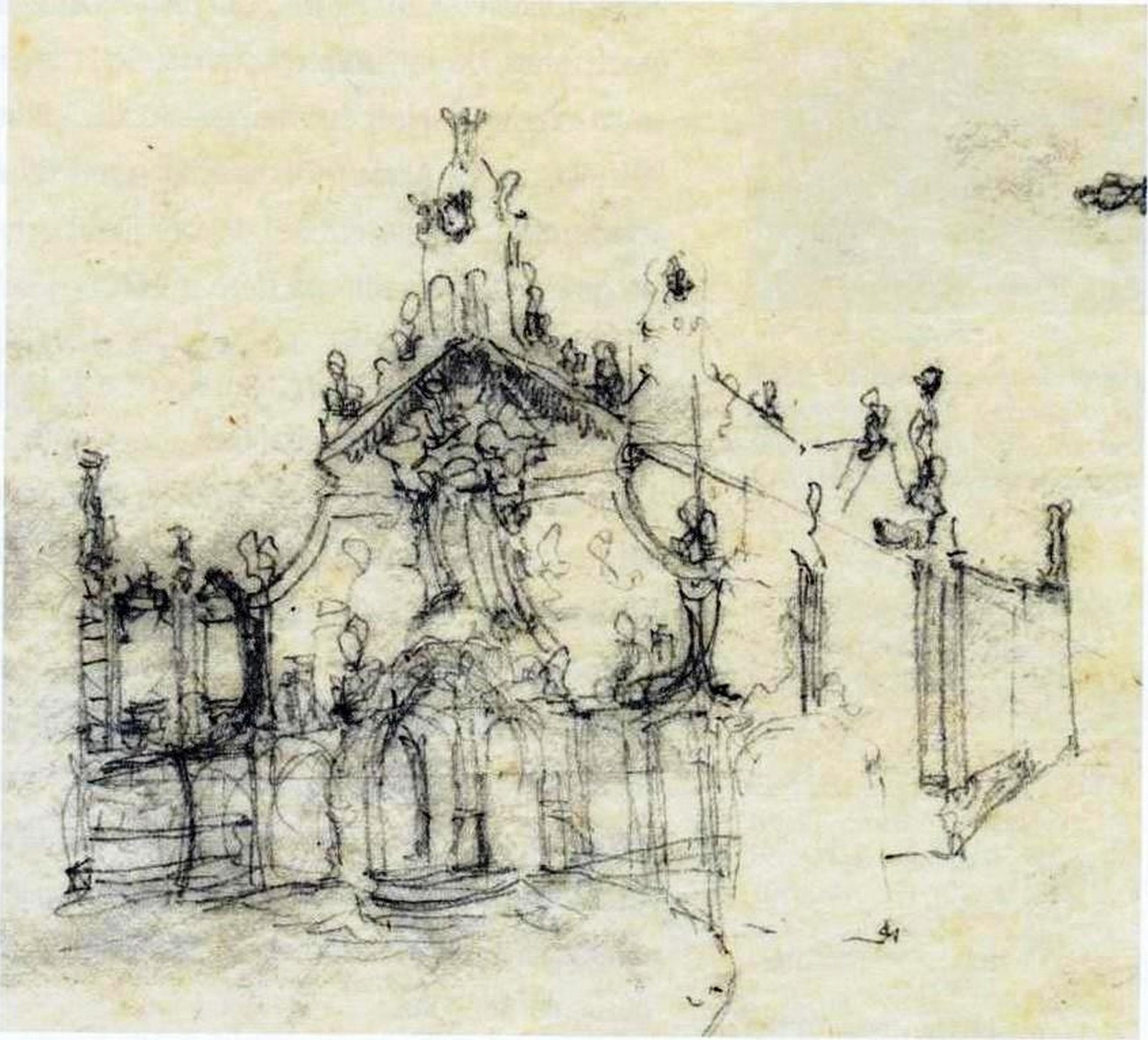 Croquis de la façade du sanctuaire de Misericòrdia conçu par Gaudí