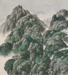 Montagnes vertes, 2001, encre et lavis couleur sur papier Xuan, Hsia I-fu