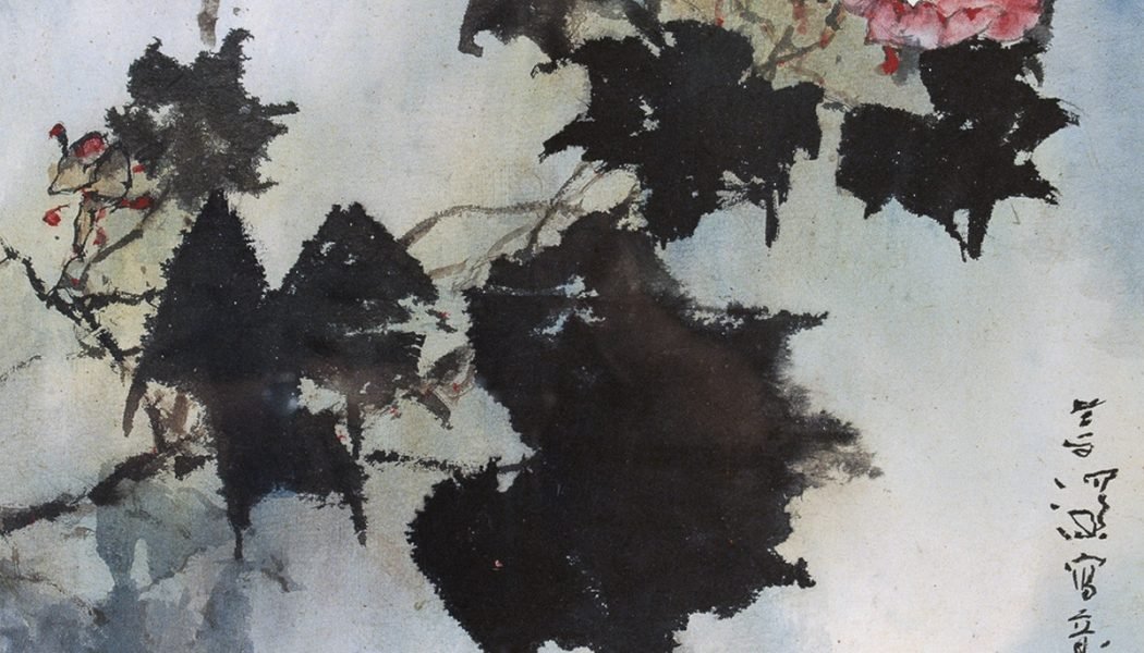 Hibiscus, encre et couleur sur papier, Yang Shanshen
