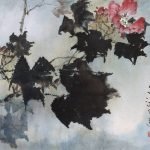 Hibiscus, encre et couleur sur papier, Yang Shanshen