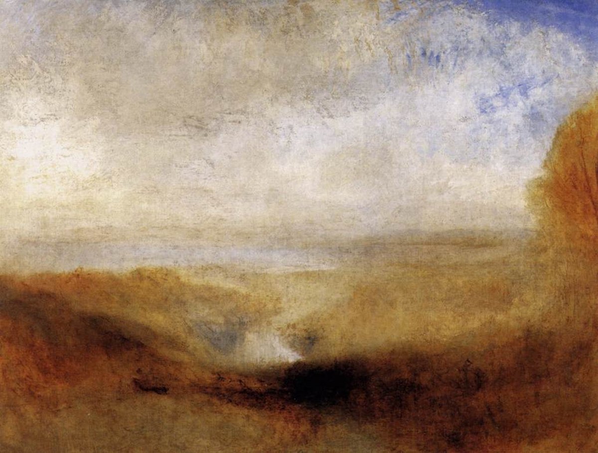 Paysage avec une rivière et une baie en arrière-plan, 1840-1850, Turner