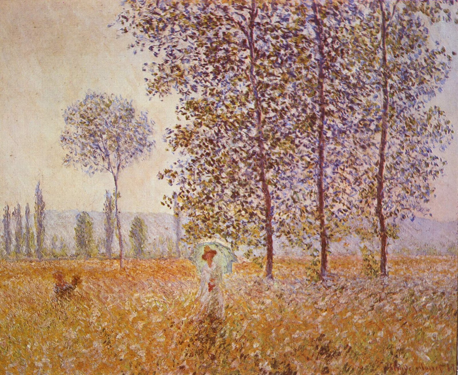 Sous les peupliers, effet de soleil, 1887, Claude Monet