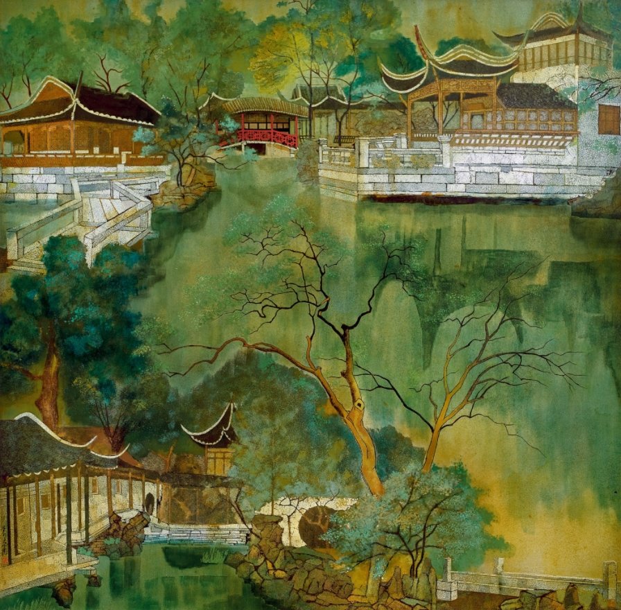 Jardin de l'humble administrateur de Suzhou, laque, 1990, Yuan-Yunfu