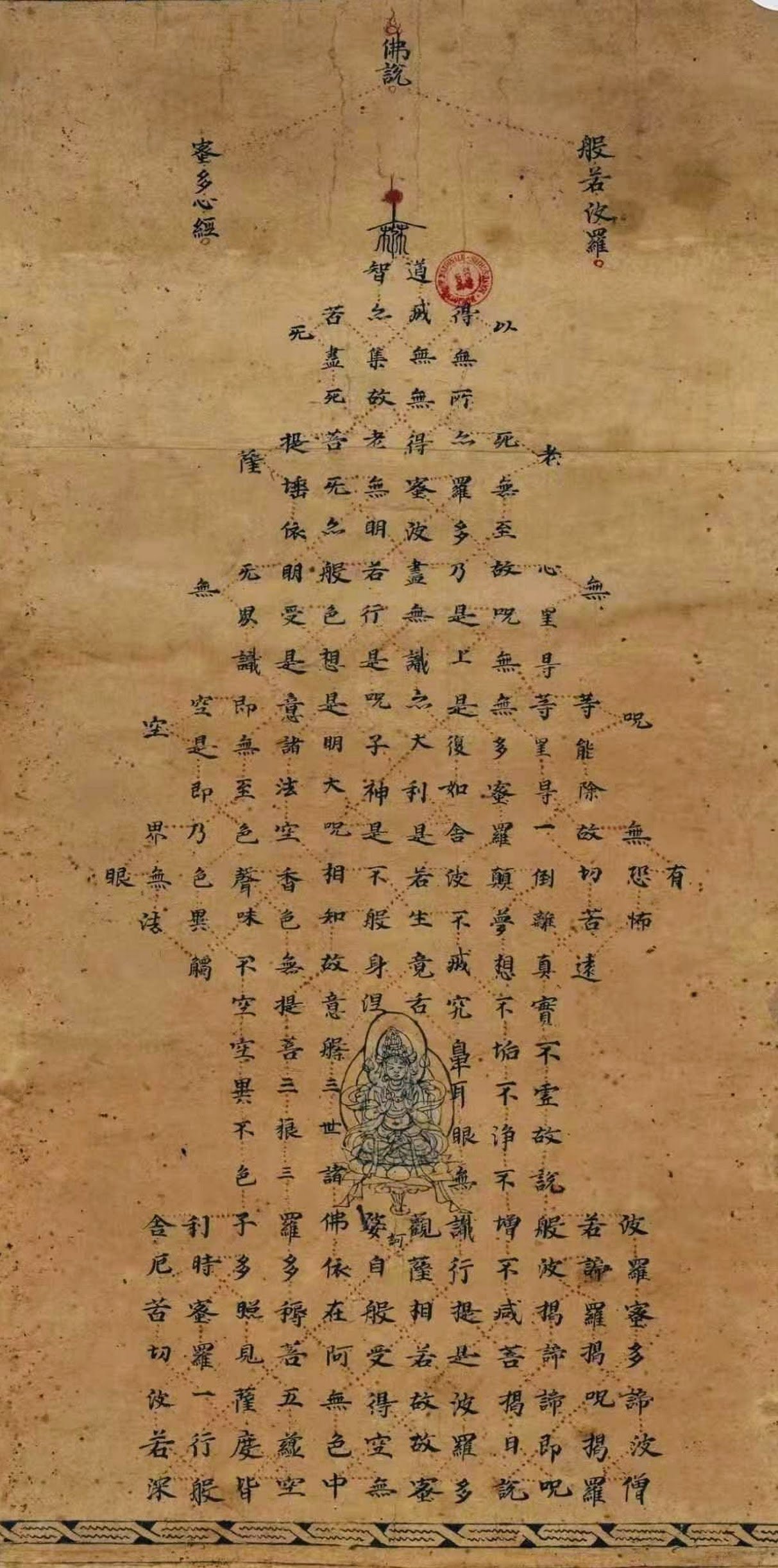 Calligraphie du Sutra du Cœur en forme de pagode