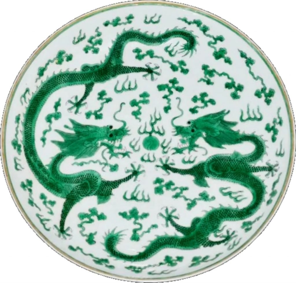 Plat de dragons, dynastie Qing