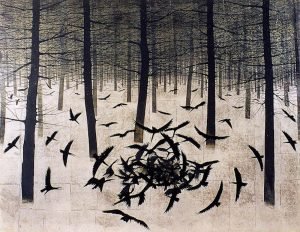 Forêt gelée, 1970, Kayama Matazō (加山 又造 1927-2004), un peintre nihonga né à Kyōto du XXe siècle
