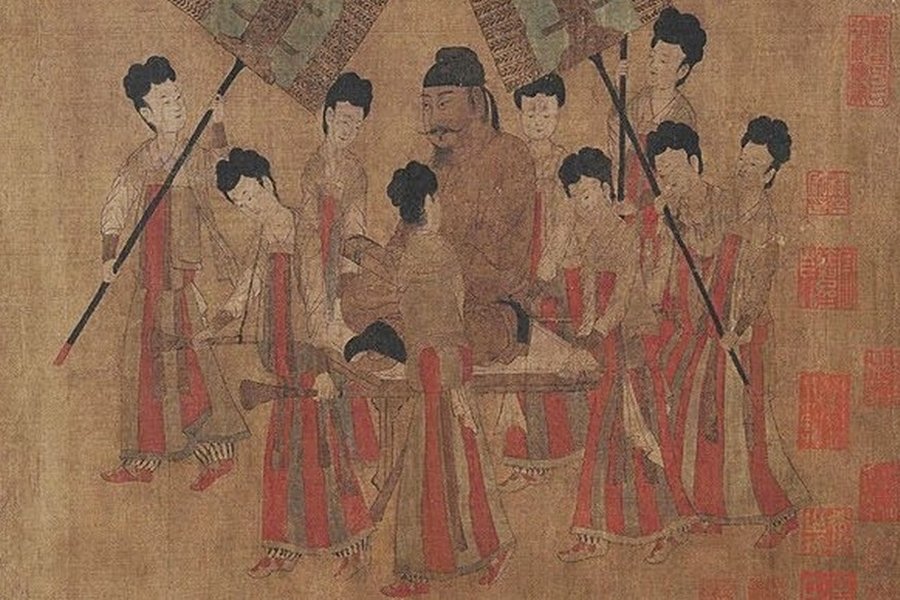 L'empereur Taizong recevant l'envoyé tibétain, détail Taizong, Yan Liben