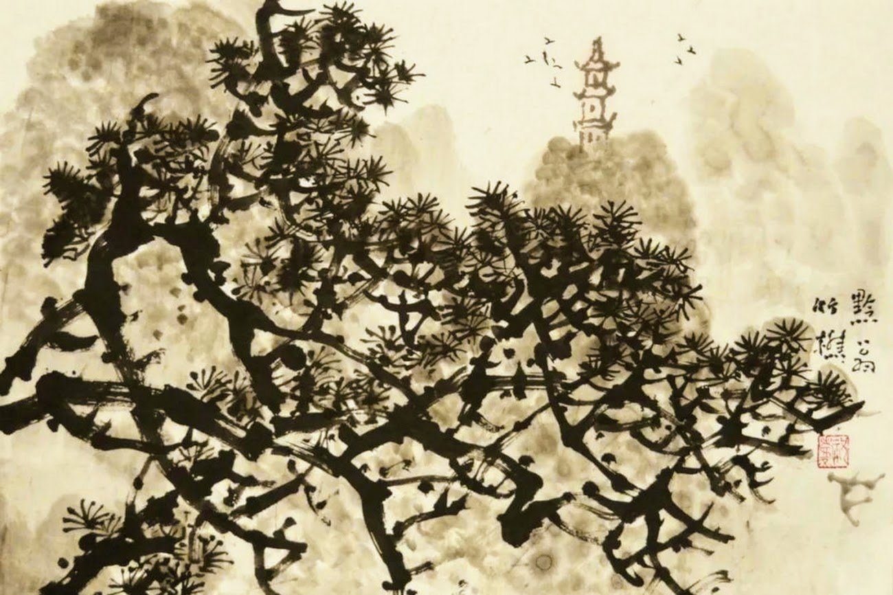 Pins et pagodes, détail, Zhu Tao