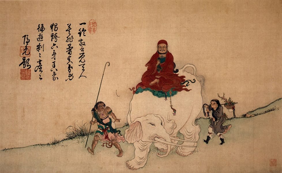 Bodhidharma chevauchant un éléphant, Yiran, XVIIe sciècle