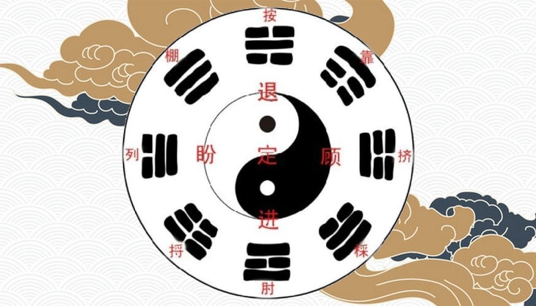 Les treize potentiels du tai-chi-chuan et les huit trigrammes du ba gua sur fond de nuages