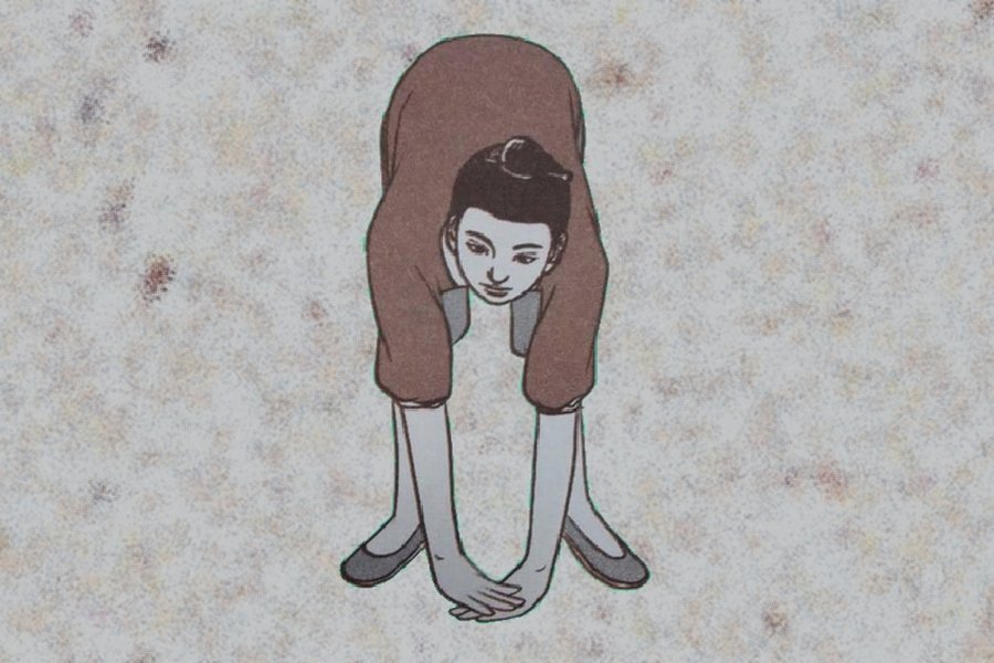 Illustration du Se tourner vers l’extrémité est le douzième mouvement du yi jin jing