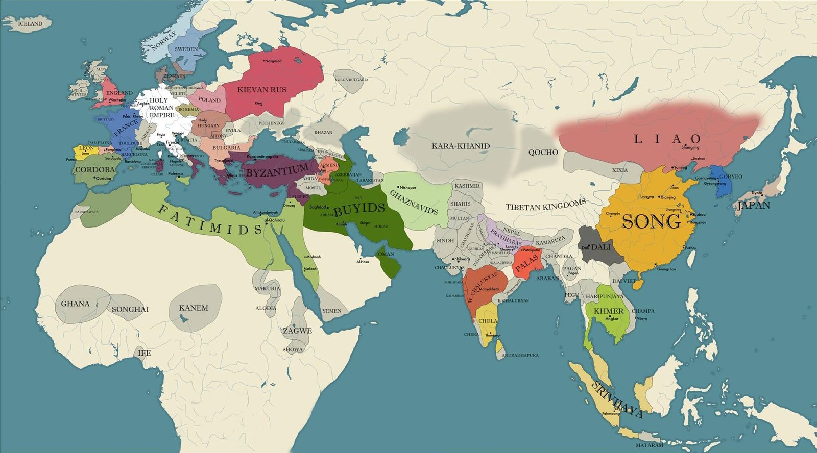 Carte du monde, an 1000